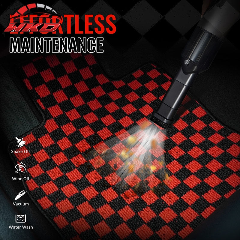 Fits 07-13 BMW E92 3-Series Coupe Floor Mats Checkered Carpets Black Red Plaid