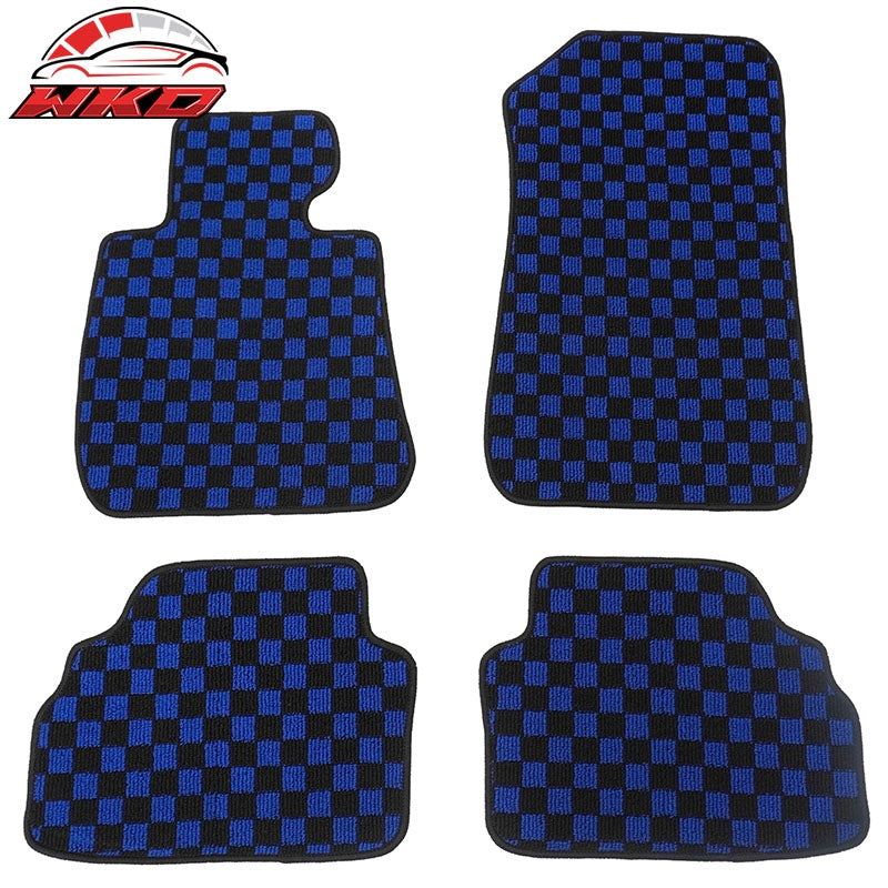 Wholesale 07-13 BMW E92 3-Series Coupe Floor Mats Checkered Carpets Black Blue Plaid - Wikond Auto