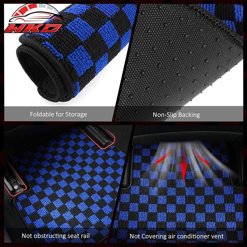 Wholesale 07-13 BMW E92 3-Series Coupe Floor Mats Checkered Carpets Black Blue Plaid - Wikond Auto