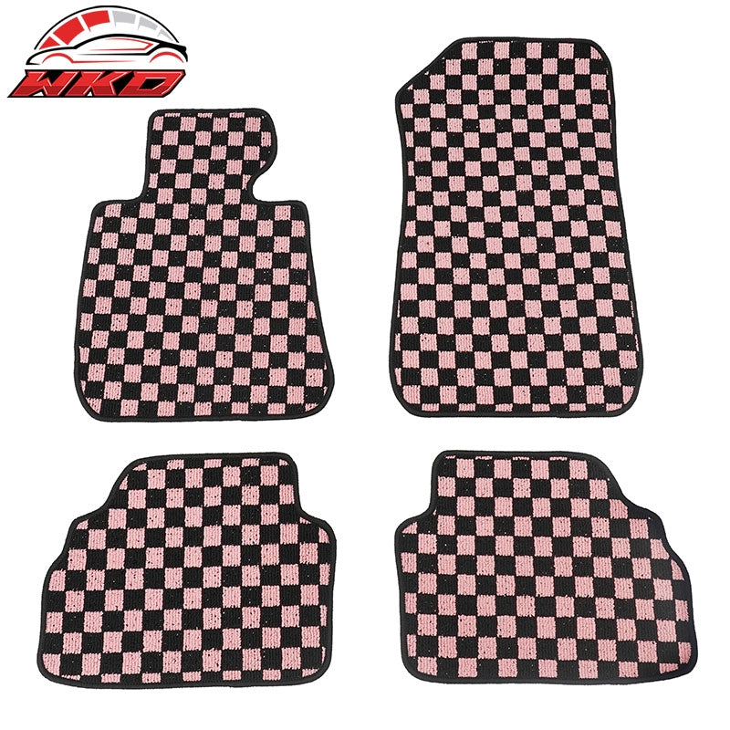 Wholesale 07-13 BMW E92 3-Series Coupe Floor Mats Checkered Carpets Black Pink Plaid