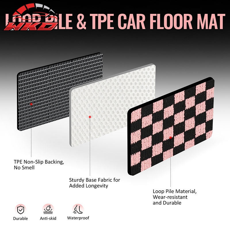 Fits 07-13 BMW E92 3-Series Coupe Floor Mats Checkered Carpets Black Pink Plaid