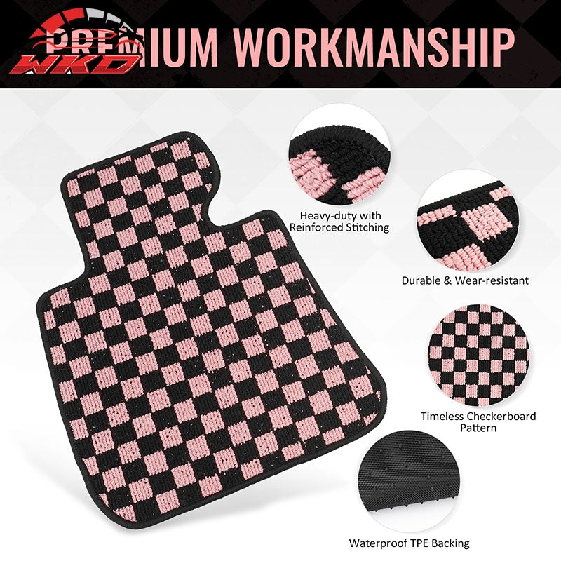 Fits 07-13 BMW E92 3-Series Coupe Floor Mats Checkered Carpets Black Pink Plaid