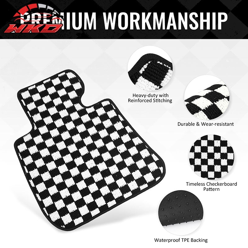 Fits 07-13 BMW E92 3-Series Coupe Floor Mats Checkered Carpets Black White Plaid