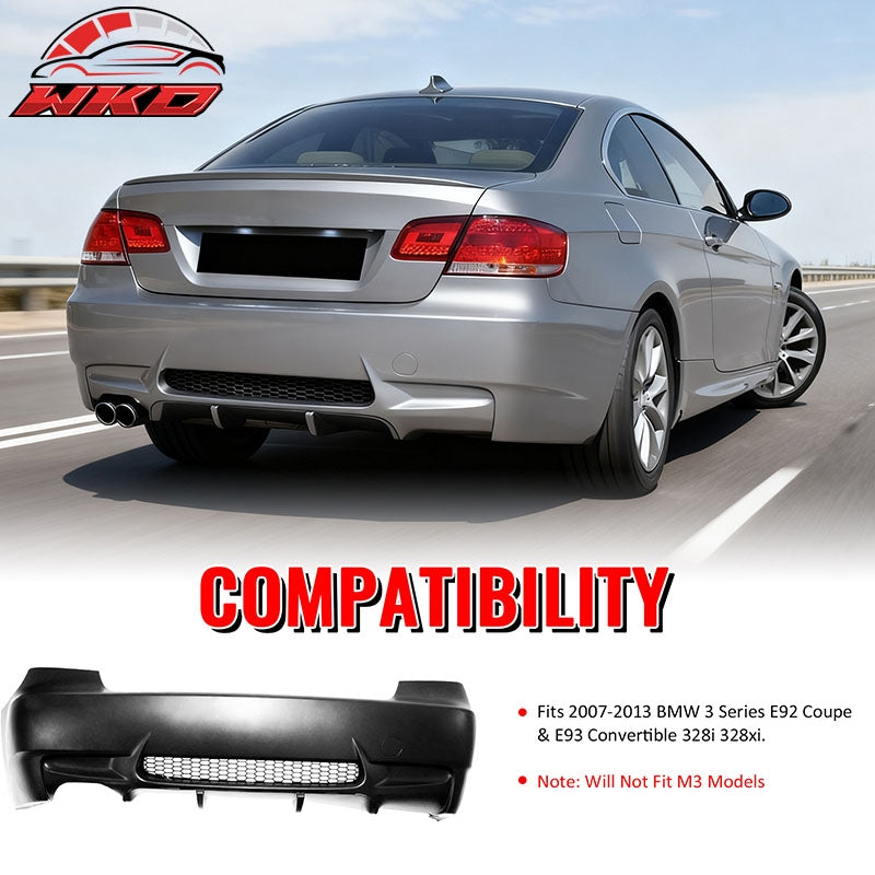 Fits 07-13 BMW E92 E93 3 Series 2Dr M3 Style Rear Bumper Cover Replacement PP