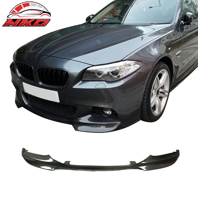 Fits 11-16 BMW 5 Series F10 M Sport V Style Front Bumper Lip Matte Carbon Fiber