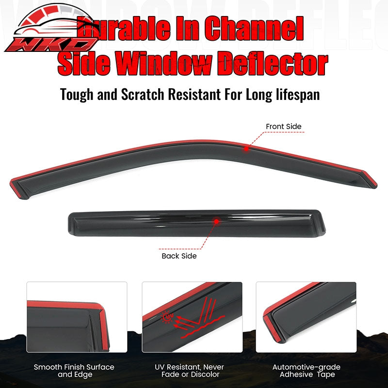 Fits 14-18 BMW F15 X5 F85 X5M In-Channel Window Visor Sun Rain Deflector Acrylic