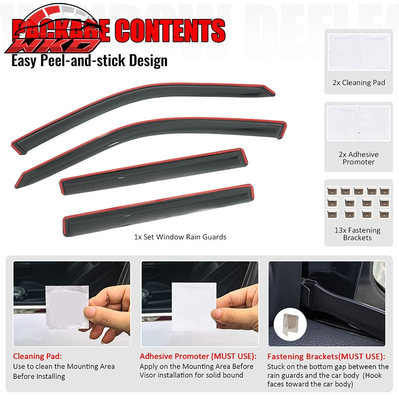 Fits 14-18 BMW F15 X5 F85 X5M In-Channel Window Visor Sun Rain Deflector Acrylic