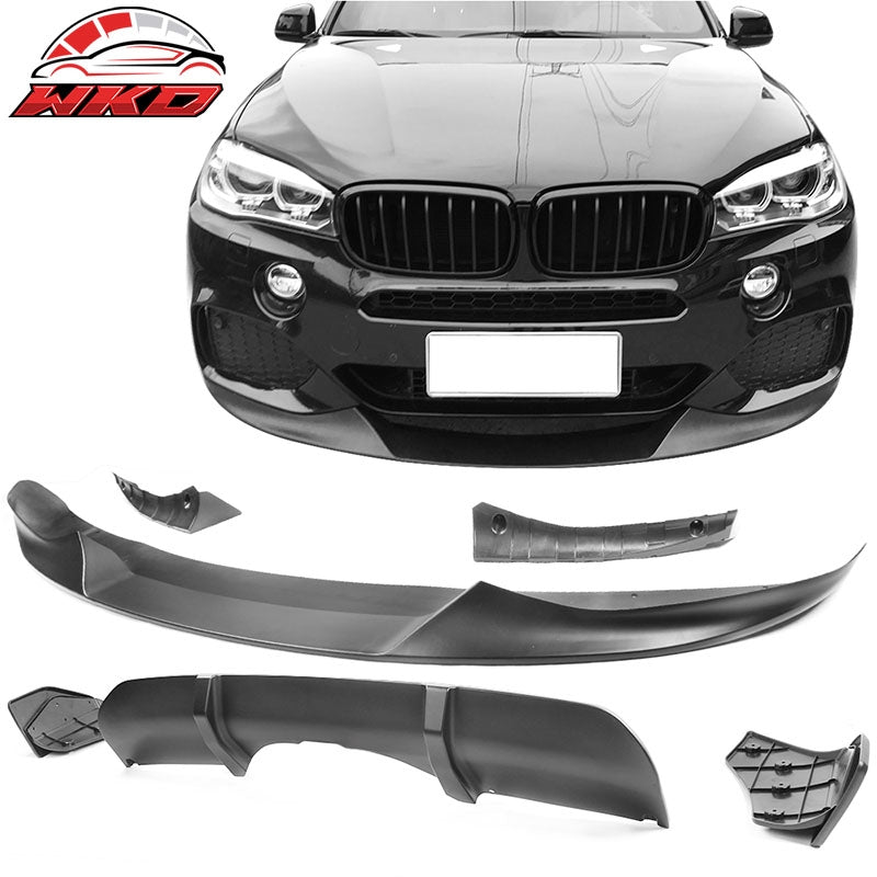 Wholesale 14-18 BMW F15 X5 M Sport Front Bumper Lip & Rear Diffuser Matte Black - PP