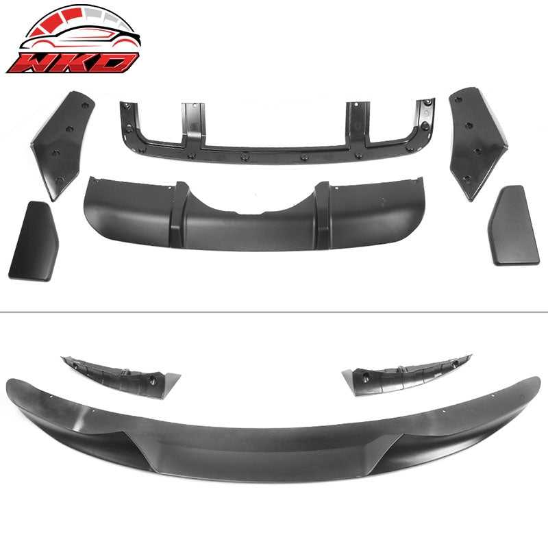 Fits 14-18 BMW F15 X5 M Sport Front Bumper Lip & Rear Diffuser Matte Black - PP