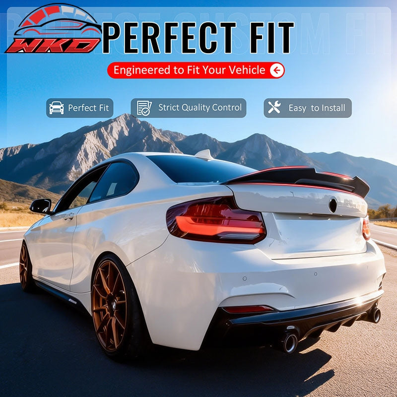 Fits 14-21 BMW F22 2-Series F87 M2 Coupe PSM Style Trunk Spoiler Lip Gloss Black