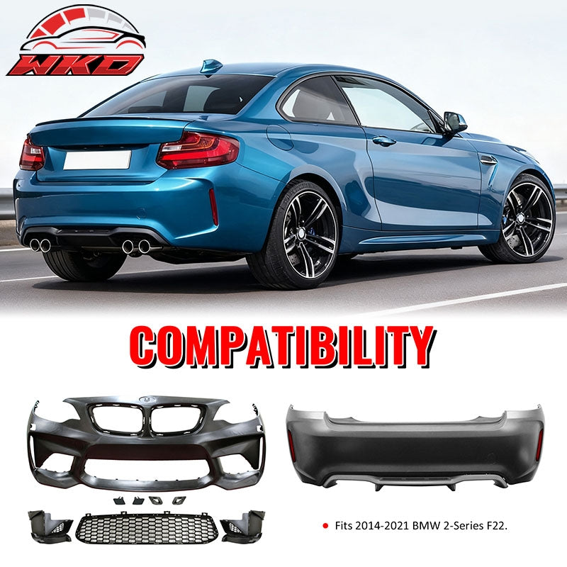 Fits 14-21 BMW F22 F23 2 Series M2 Style Front Rear Bumper Cover Replacement PP