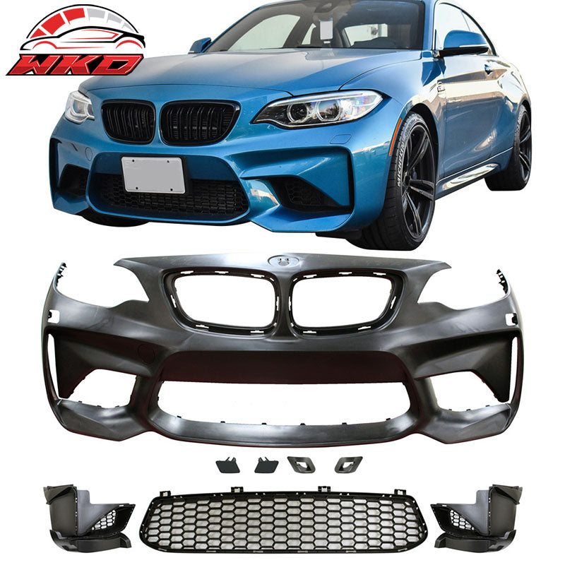Fits 14-21 BMW F22 F23 M2 Style Front + Rear Bumper Cover Diffuser Twin Outlet