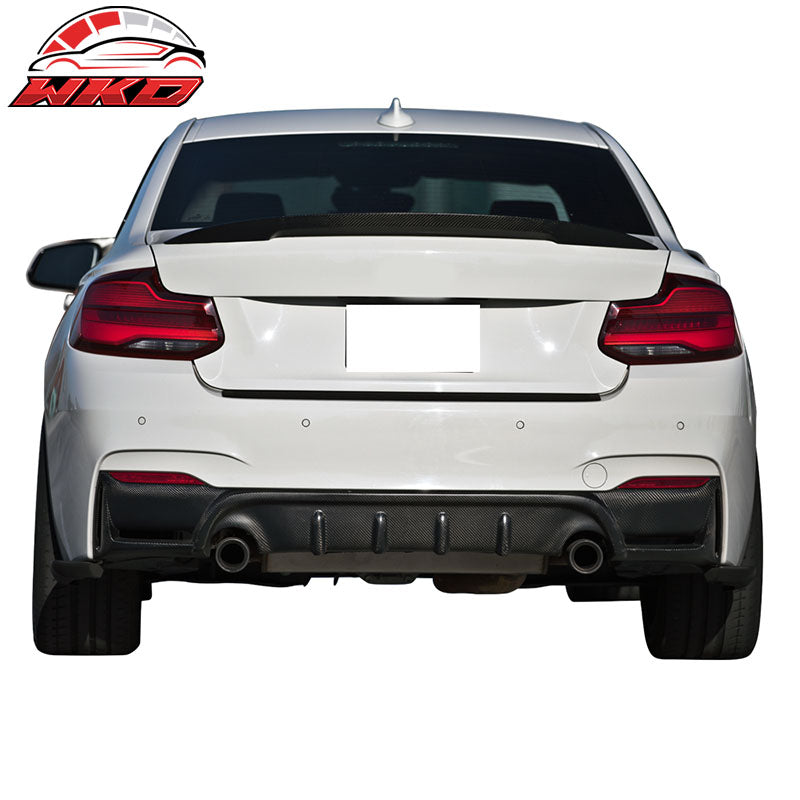Fits 14-21 BMW F22 2 Series AP Style Rear Bumper Lip Diffuser Matte Carbon Fiber