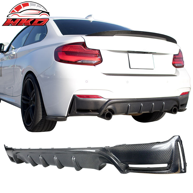 Fits 14-21 BMW F22 2 Series AP Style Rear Bumper Lip Diffuser Matte Carbon Fiber