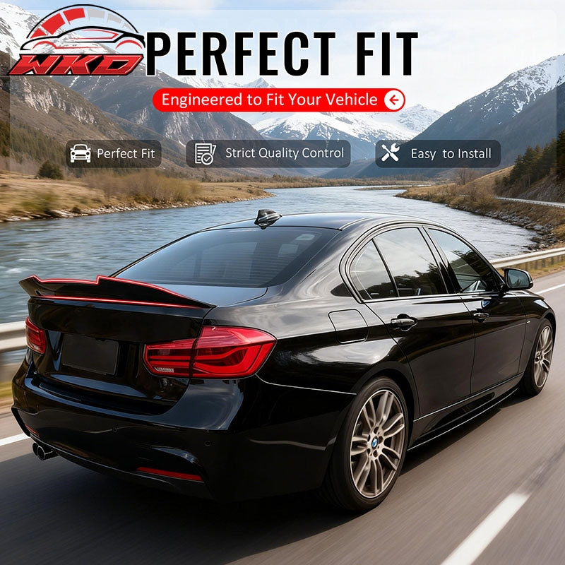 Fits 12-18 BMW F30 3-Series F80 M3 Sedan PSM Style Trunk Spoiler Lip Gloss Black