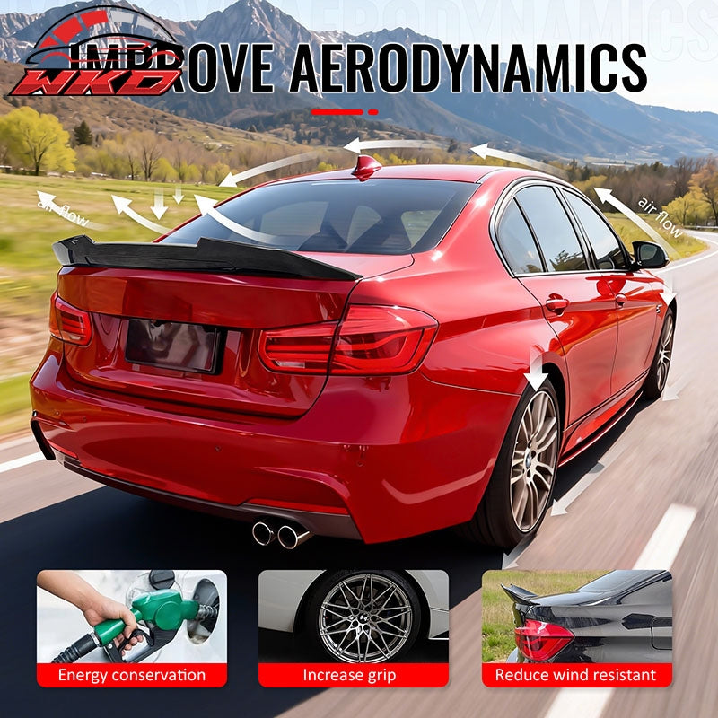 Fits 12-18 BMW F30 3-Series F80 M3 Sedan PSM Style Trunk Spoiler Lip Gloss Black