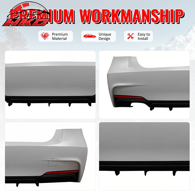 Fits 12-18 BMW F30 3-Series M Performance Style Rear Bumper Cover W/Diffuser PP