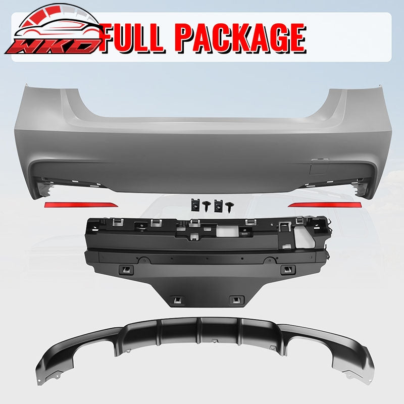 Fits 12-18 BMW F30 3 Series M Performance Style Rear Bumper Cover W/Diffuser PP