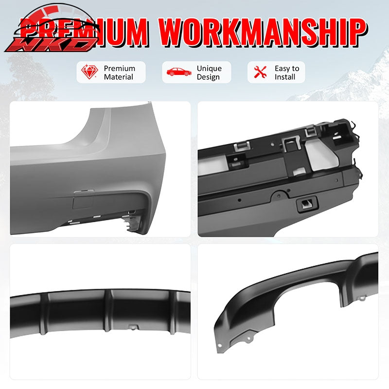 Fits 12-18 BMW F30 3 Series M Performance Style Rear Bumper Cover W/Diffuser PP