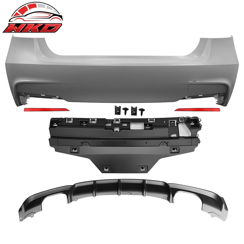 Fits 12-18 BMW F30 3 Series M Performance Style Rear Bumper Cover W/Diffuser PP