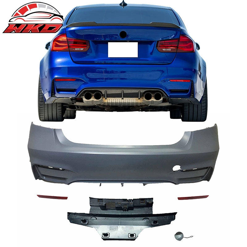 Fits 12-18 BMW F30 3 Series Sedan M3 CS Style Rear Bumper Quad Exhaust No PDC