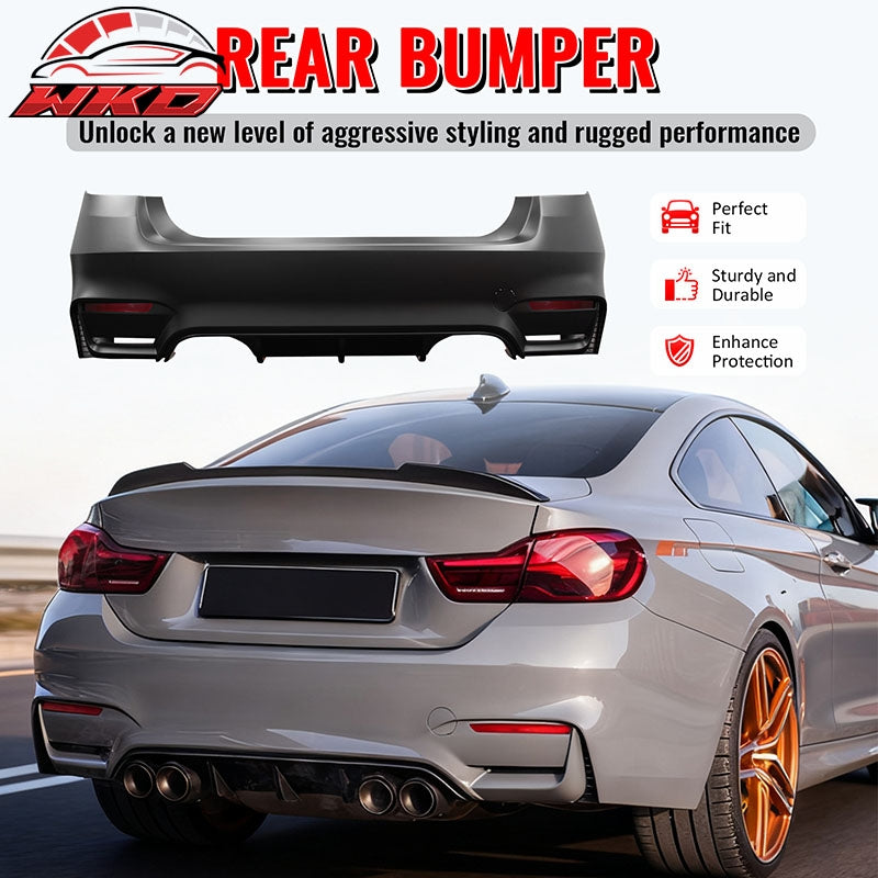 Fits 12-19 BMW F30 3-Series Sedan M3 M4 Style Rear Bumper Cover Replacement PP