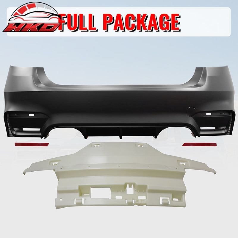 Fits 12-19 BMW F30 3-Series Sedan M3 M4 Style Rear Bumper Cover Replacement PP