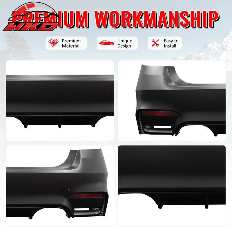 Fits 12-19 BMW F30 3-Series Sedan M3 M4 Style Rear Bumper Cover Replacement PP