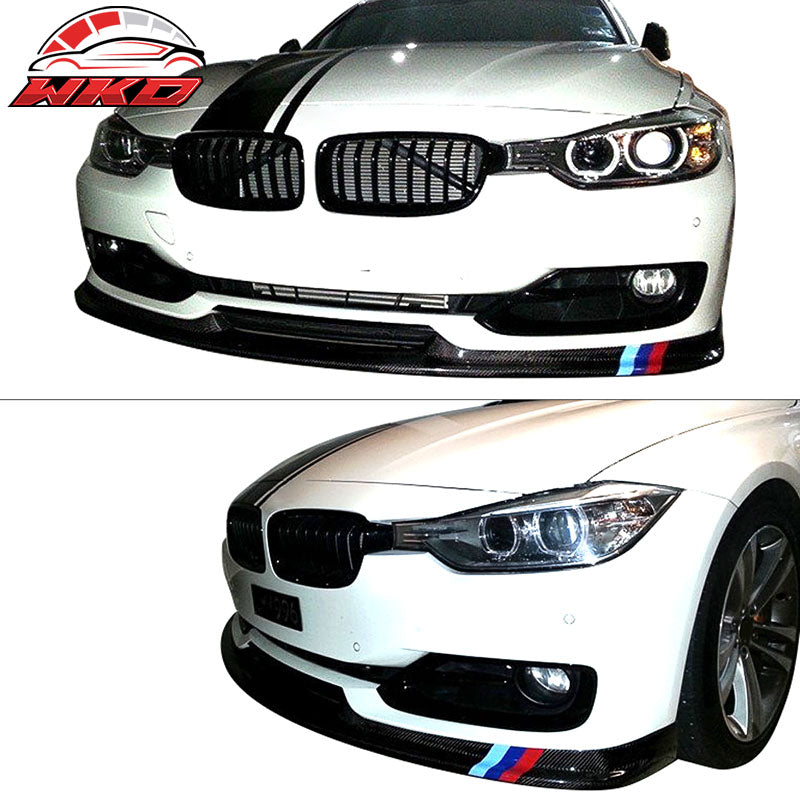 Fits 12-15 BMW F30 Standard H Style Front Bumper Lip Matte Carbon Fiber