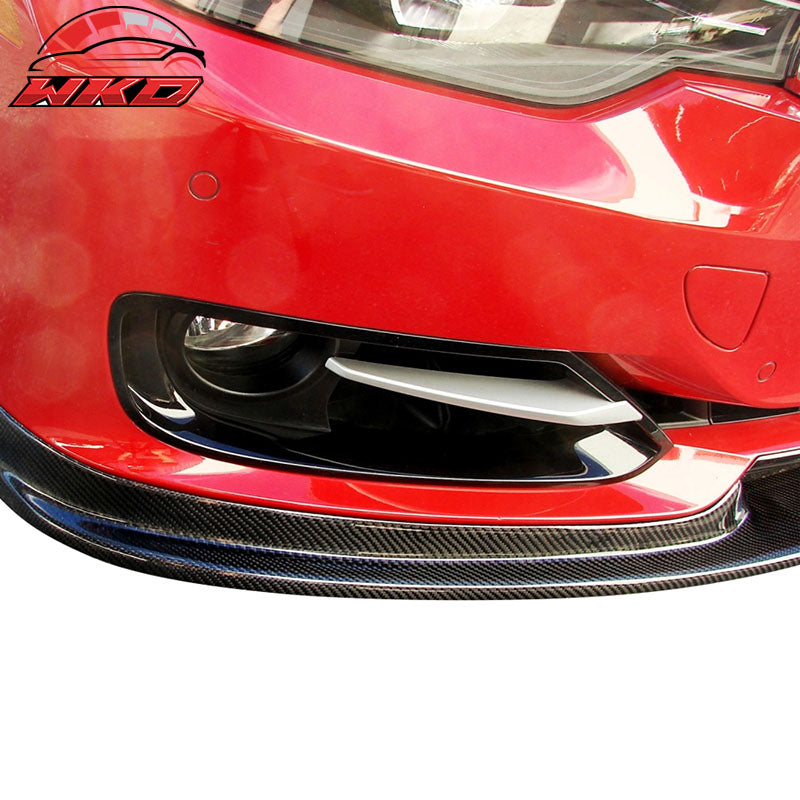 Fits 12-15 BMW F30 3-Series 4Dr HM Style Front Bumper Lip - Matte Carbon Fiber