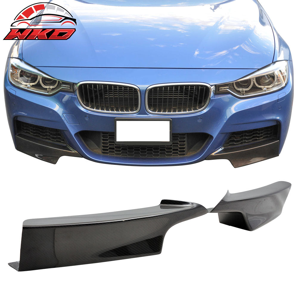 Fits 12-18 BMW F30 Sedan M-Sport Only Front Lip Splitters - Matte Carbon Fiber