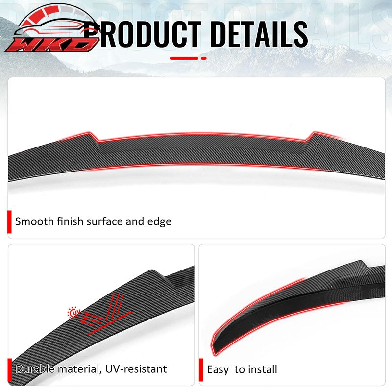 For 15-20 BMW F36 4-Series Gran Coupe M4 Style Trunk Spoiler Carbon Fiber Print