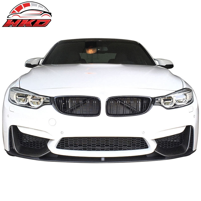 Fits 15-20 BMW F82 F80 M3 M4 Front Splitters+Front Bumper Lip Matte Carbon Fiber