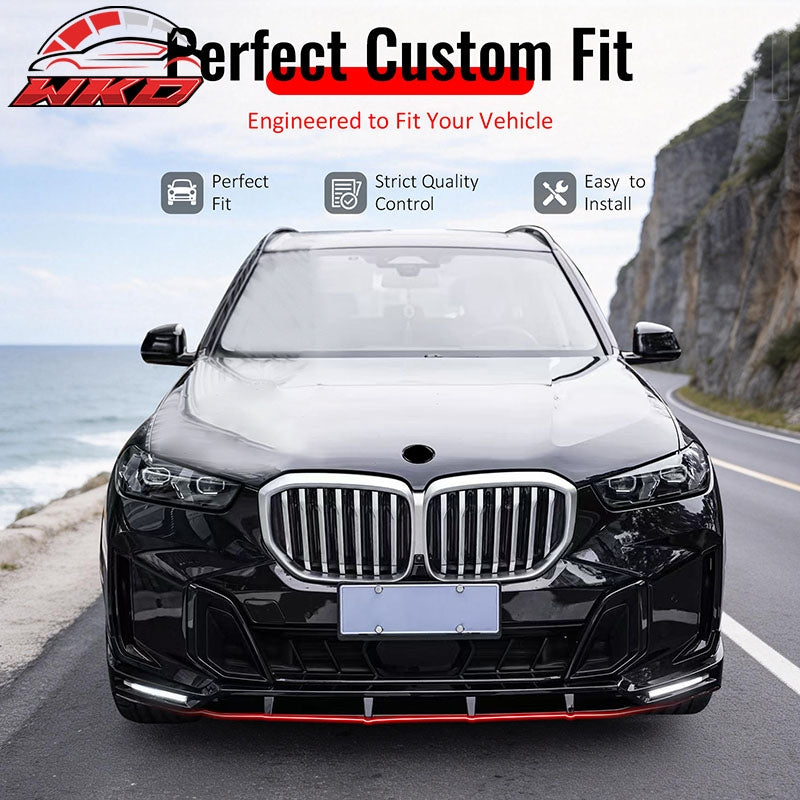 Wholesale 24-26 BMW G05 X5 LCI Front Bumper Lip Gloss Black DRL Spoiler ABS Splitter - Wikond Auto
