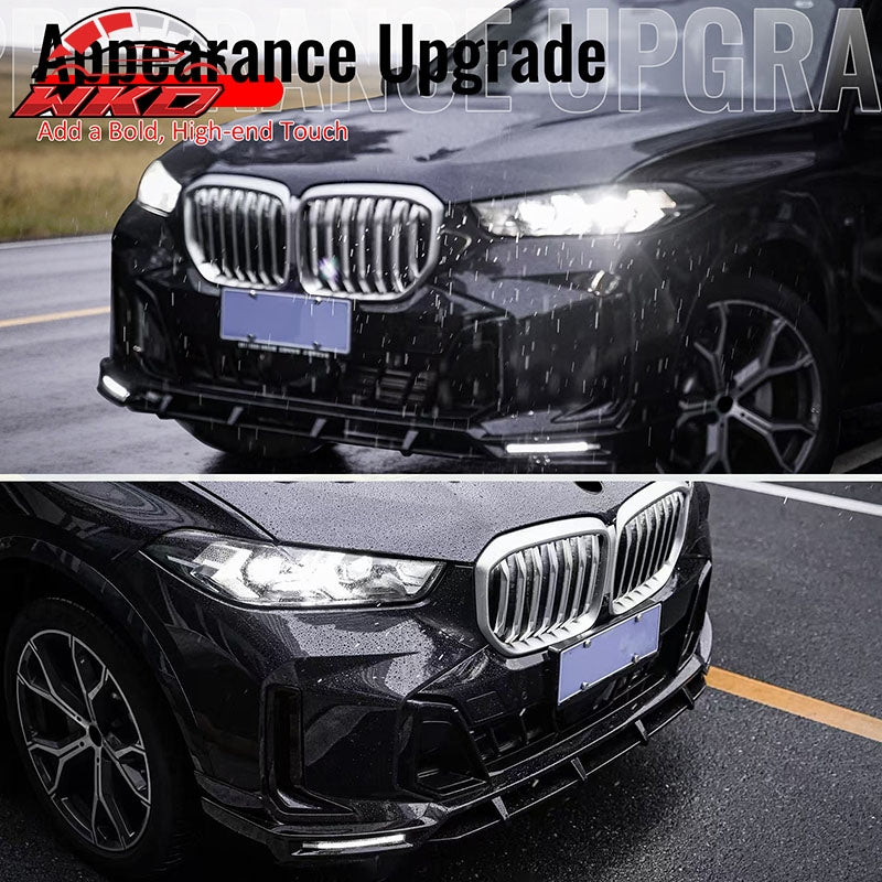 Wholesale 24-26 BMW G05 X5 LCI Front Bumper Lip Gloss Black DRL Spoiler ABS Splitter - Wikond Auto