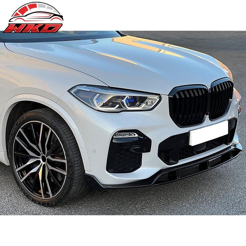 Fits 19-23 BMW G05 X5 M Sport Gloss Black Front Bumper Lip IKON Style ABS 4PC