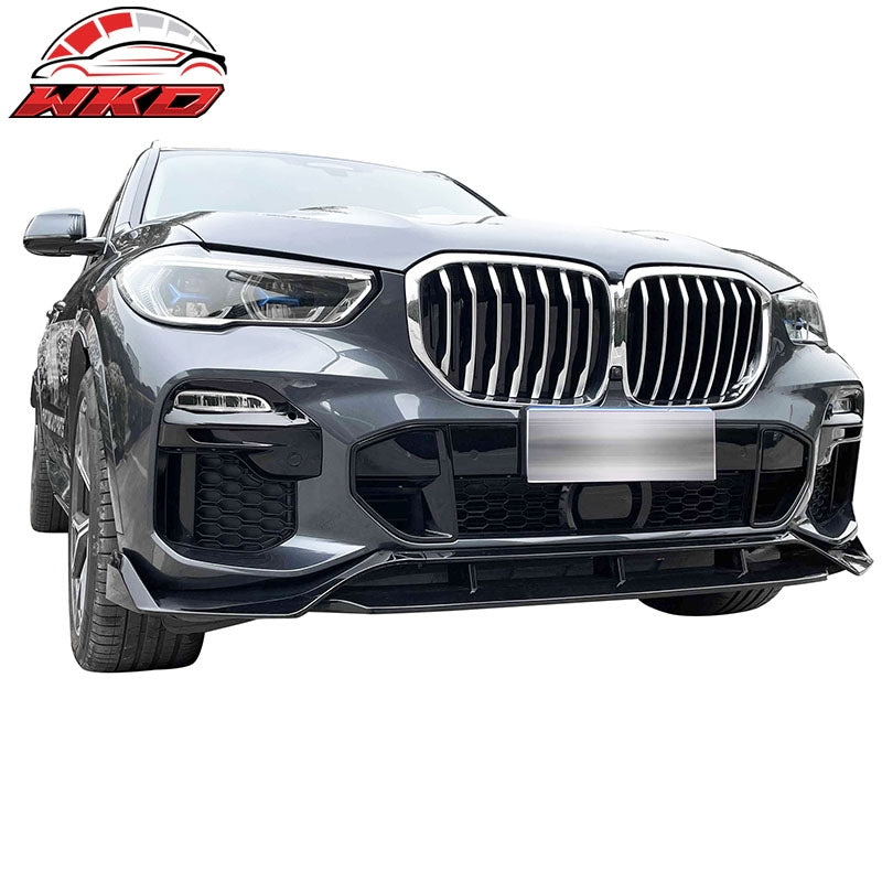 Fits 19-23 BMW G05 X5 M Sport Gloss Black Front Bumper Lip IKON Style ABS 4PC