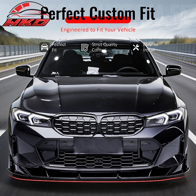 Wholesale 23-26 BMW G20 3-Series IKON Style Front Bumper Lip Spoiler Gloss Black 3PCS - Wikond Auto