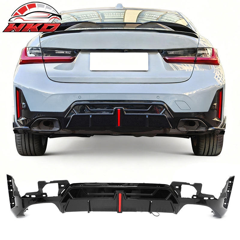 Wholesale 23-26 BMW G20 3-Series IKON Rear Bumper Diffuser W/LED Light PP Gloss Black