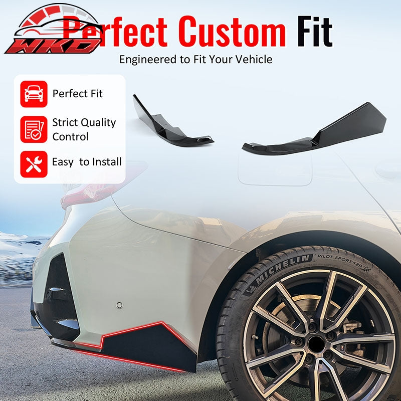 Fits 23-26 BMW G20 3-Series IKON Style Rear Bumper Side Corner Apron Gloss Black