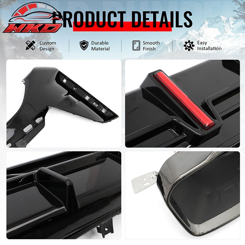 Fits 23-26 BMW G20 3-Series IKON Rear Diffuser W/LED & Exhaust Tips Gloss Black