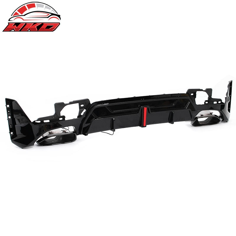 Fits 23-26 BMW G20 3-Series IKON Rear Diffuser W/LED & Exhaust Tips Gloss Black