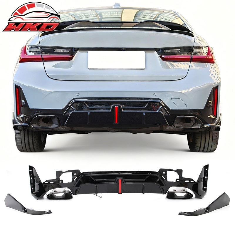 Wholesale 23-26 BMW G20 3-Series Rear Diffuser W/LED + Apron +Exhaust Tip Gloss Black