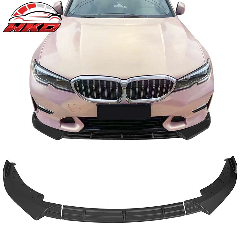 Fits 19-22 BMW G20 3 Series Sport Line Matte Black Front Bumper Lip Spoiler 3PC