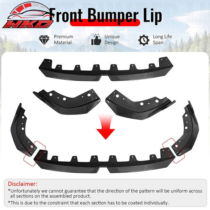 Fits 23-26 BMW G20 M340i M Sport M-Performance Carbon Fiber Front Bumper Lip 3PC