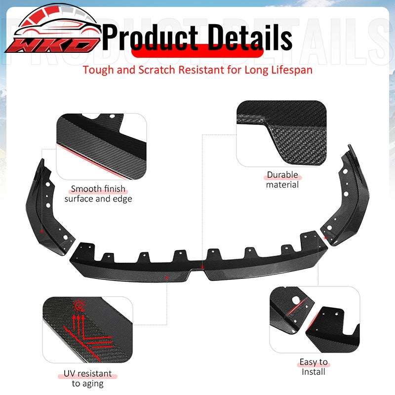 Fits 23-26 BMW G20 M340i M Sport M-Performance Carbon Fiber Front Bumper Lip 3PC