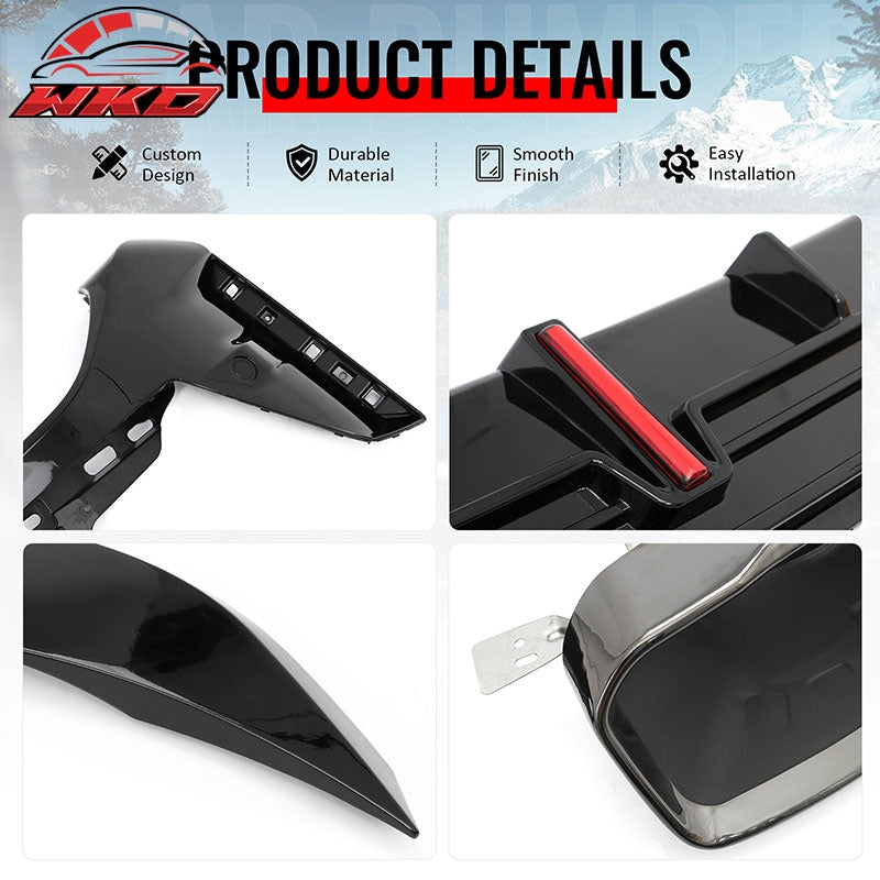 Fits 23-26 BMW G20 Rear Diffuser W/LED + Apron + Tip + Trunk Spoiler Gloss Black
