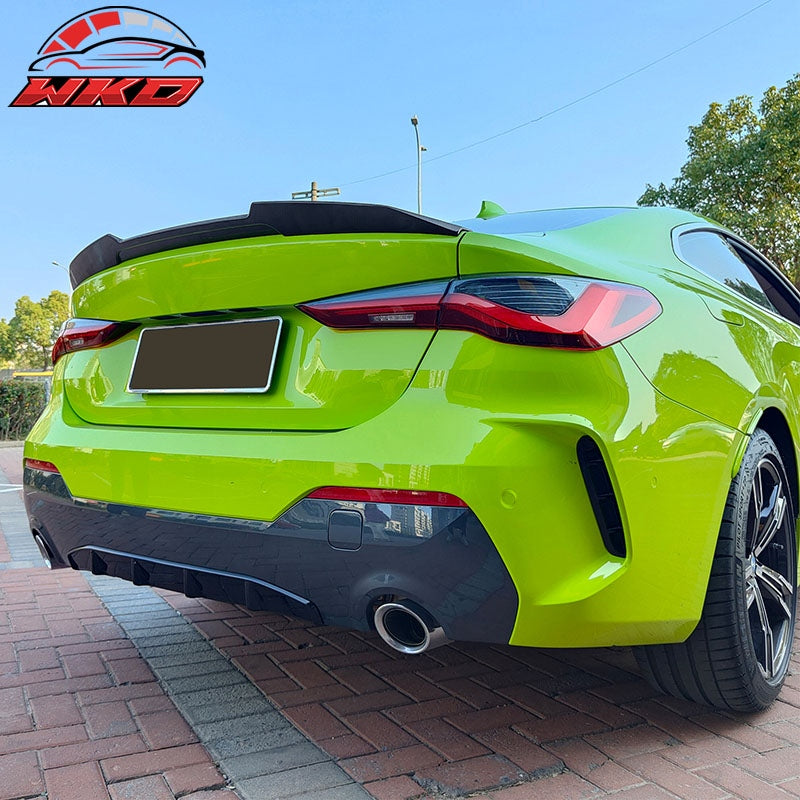 Fits 21-26 BMW G22 430i G82 M4 PSM Style Rear Trunk Spoiler Carbon Fiber Print