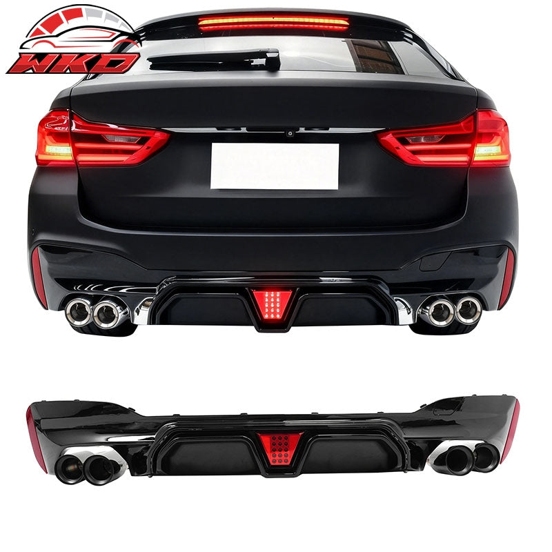 Wholesale 17-20 BMW G30 5 Series CS Style Rear Diffuser w/ LED + Black Quad Exhaust