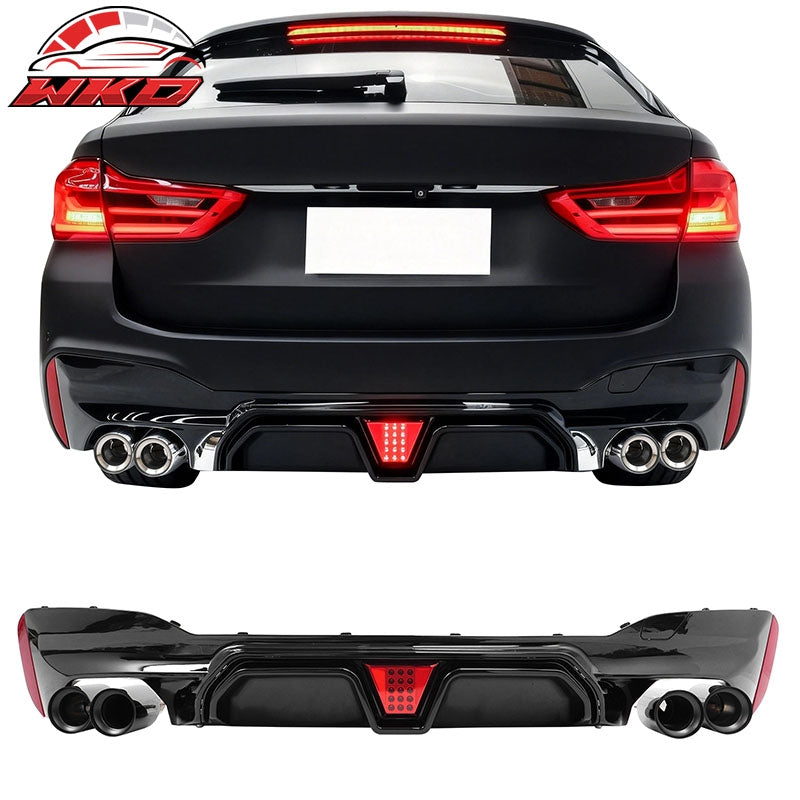 Wholesale 21-23 BMW G30 5 Series CS Style Rear Diffuser w/ LED + Black Quad Exhaust